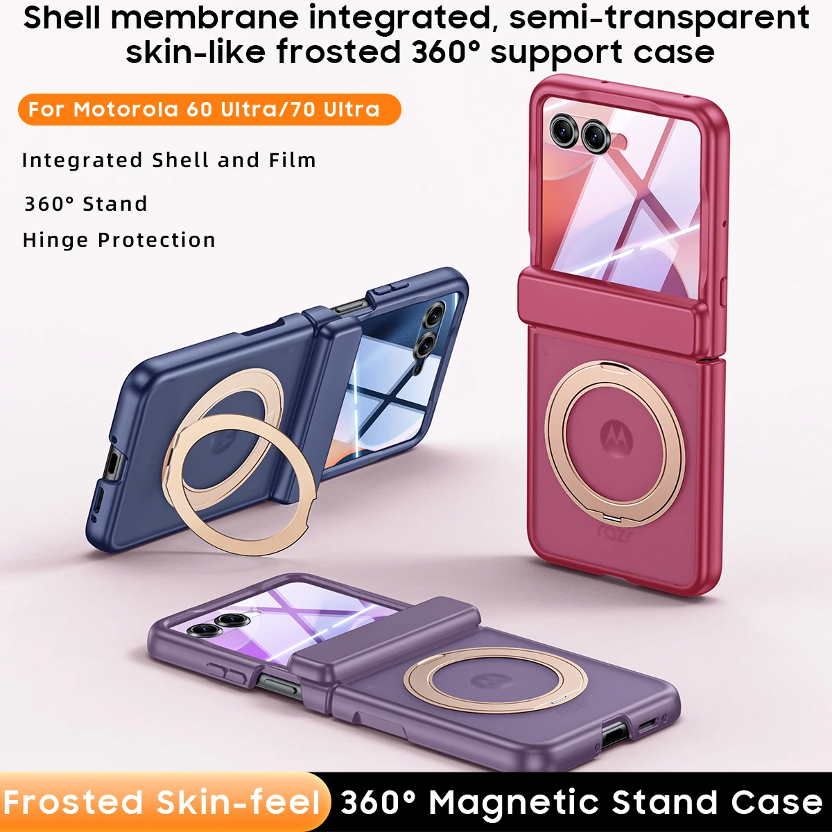 360 Rotating kickstand Magnetic All-in-One Case with Hinge ProtectionCase for Moto Razr 60 Ultra Slim-Fit Shockproof Cover
360 Rotating kickstand Magnetic All-in-One Case with Hinge ProtectionCase for Moto Razr 60 Ultra Slim-Fit Shockproof Cover