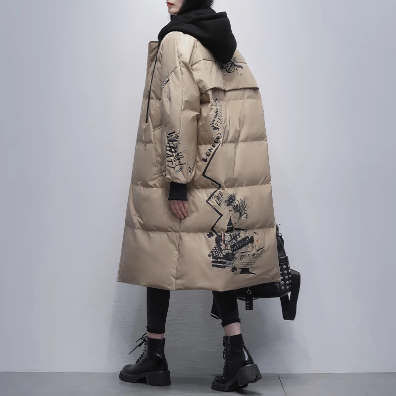 Khaki Down Jacket Women's 2023 Winter New Korean Hooded Loose Long Parka Snow Overcoat Thicken Warm Female White duck down Coats
Khaki Down Jacket Women's 2023 Winter New Korean Hooded Loose Long Parka Snow Overcoat Thicken Warm Female White duck down Coats