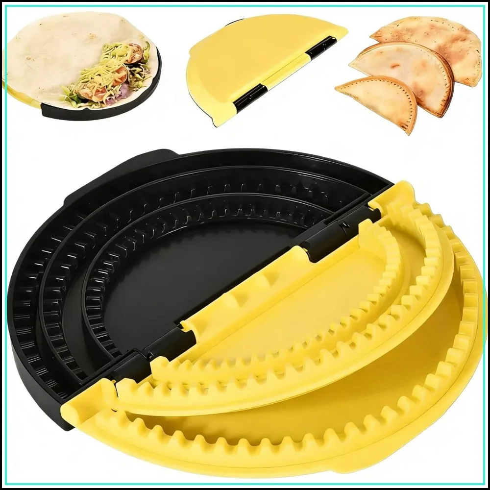 3-in-1 Tortilla Sealer, Crimper & Folder for Quesadilla, Taco, Burrito, Empanada | Leak-Proof Design, Shark Tooth Edge, 6-8-10 Inch Removable
3-in-1 Tortilla Sealer, Crimper & Folder for Quesadilla, Taco, Burrito, Empanada | Leak-Proof Design, Shark Tooth Edge, 6-8-10 Inch Removable