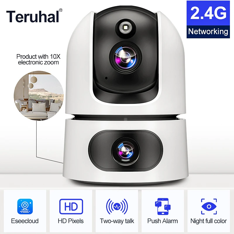 10-кратная беспроводная Wi-Fi камера с двумя объективами, внутренняя и наружная беспроводная PTZ-камера, беспроводная камера безопасности для умного дома, обнаружение движения
10-кратная беспроводная Wi-Fi камера с двумя объективами, внутренняя и наружная беспроводная PTZ-камера, беспроводная камера безопасности для умного дома, обнаружение движения