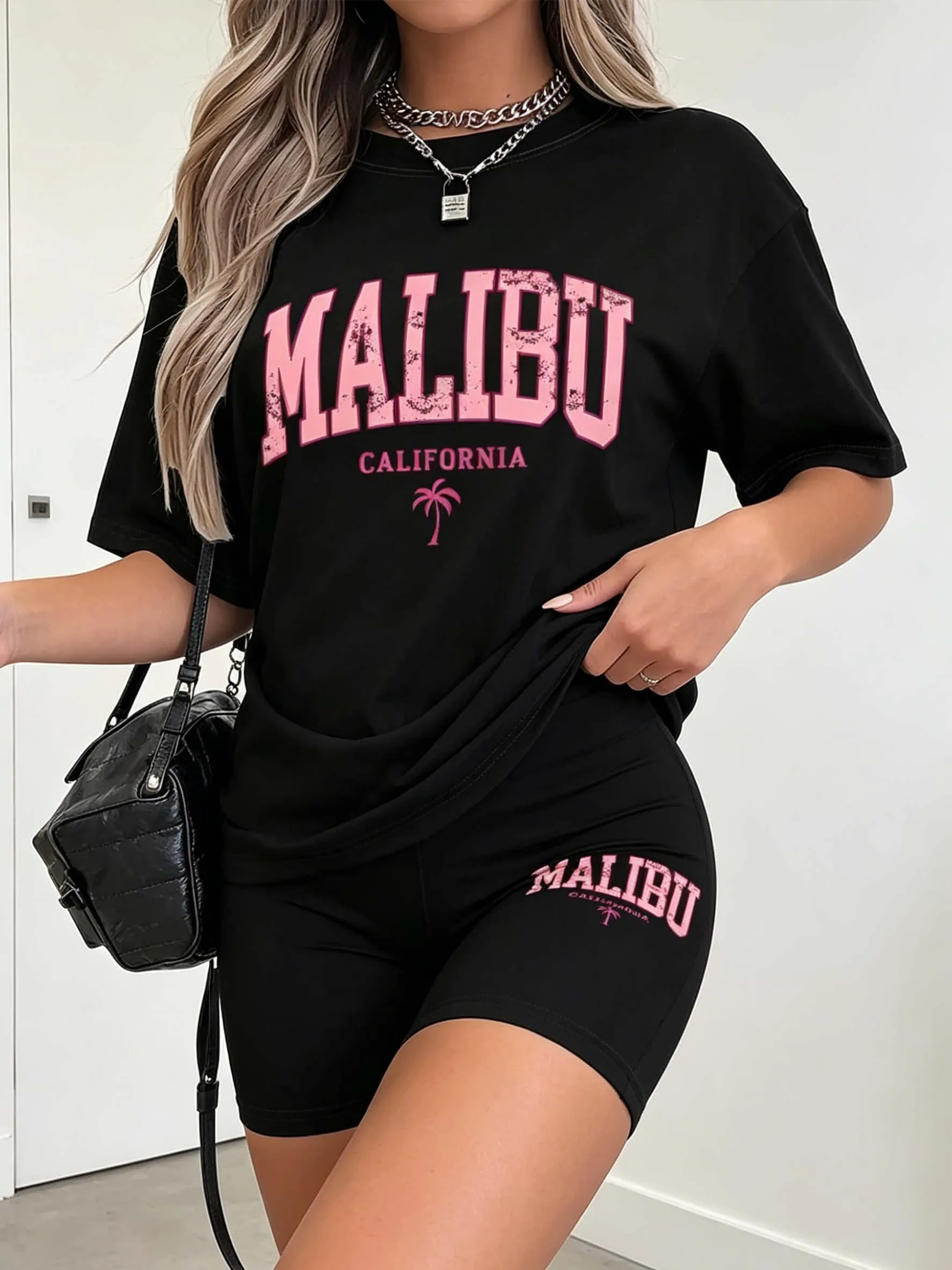 NostaNoir Ladies' Printed Casual Short Sleeve T-Shirt And Shorts Set 11 S6ad336a1de7749629d60a4d354f00586F