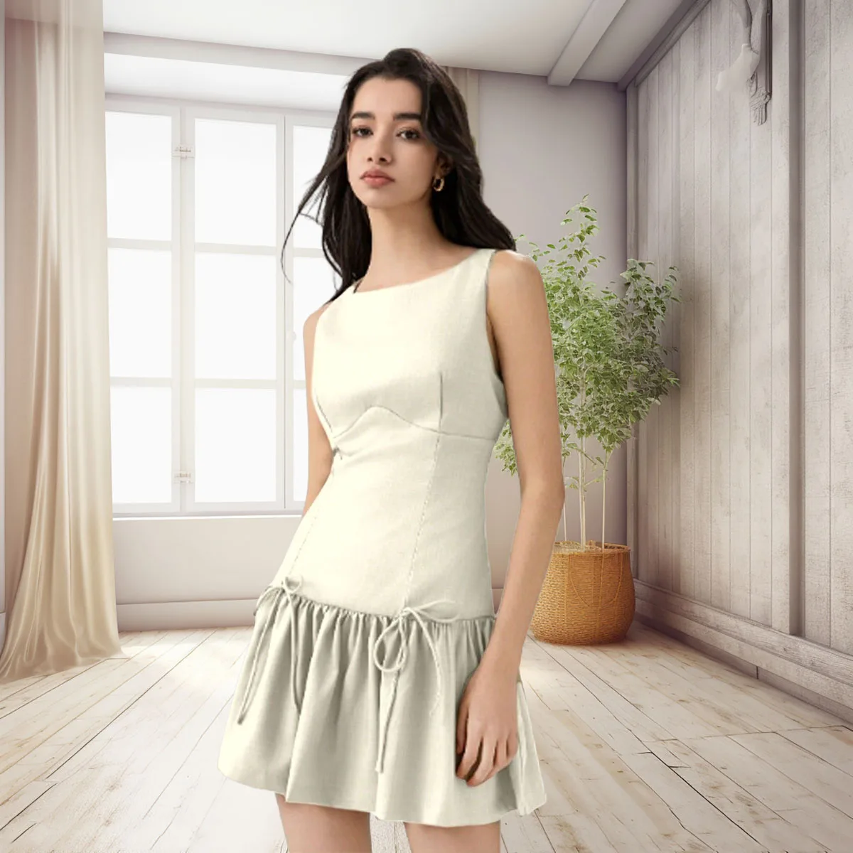 Весенне-летняя модная женская короткая юбка без рукавов с круглым вырезом и бантом, элегантное праздничное платье
Весенне-летняя модная женская короткая юбка без рукавов с круглым вырезом и бантом, элегантное праздничное платье