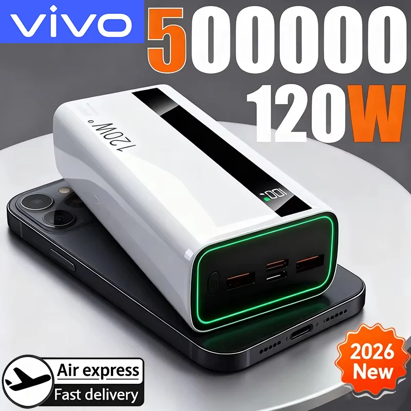 Внешний аккумулятор VIVO 500000 мАч с высокой емкостью, 120 Вт, сверхбыстрая зарядка, портативное зарядное устройство для iPhone и Samsung
Внешний аккумулятор VIVO 500000 мАч с высокой емкостью, 120 Вт, сверхбыстрая зарядка, портативное зарядное устройство для iPhone и Samsung