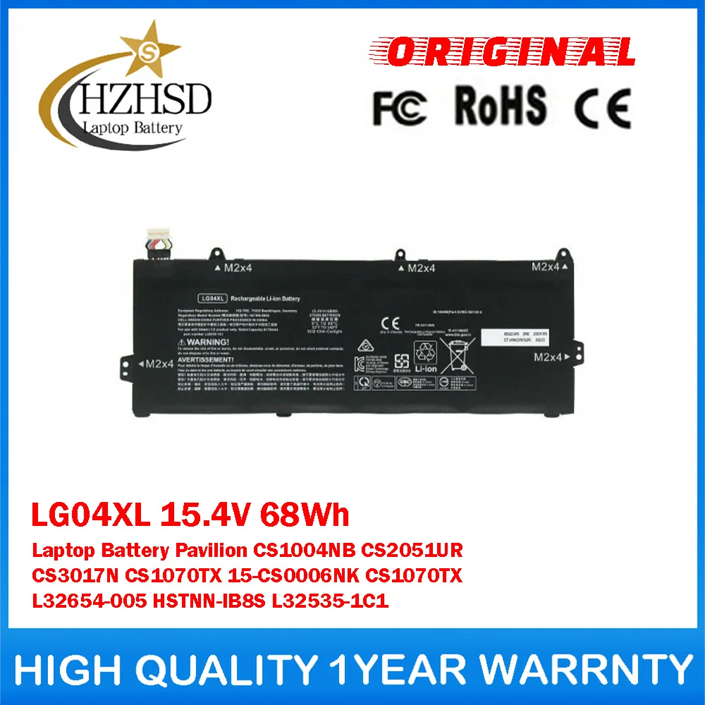 LG04XL 15.4V 68Wh Genuine Original Laptop Battery For HP Pavilion CS1004NB CS2051UR CS1070TX 15-CS0006NK L32654-005 HSTNN-IB8S
LG04XL 15.4V 68Wh Genuine Original Laptop Battery For HP Pavilion CS1004NB CS2051UR CS1070TX 15-CS0006NK L32654-005 HSTNN-IB8S
