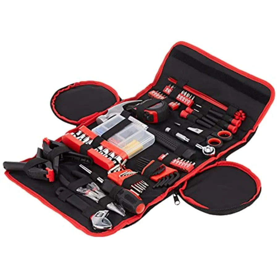 86-Piece Household Hand Tool Set with Roll-Up Bag Tool Kit with Screwdrivers Pliers Wrenches and More Great for the Home or Car
86-Piece Household Hand Tool Set with Roll-Up Bag Tool Kit with Screwdrivers Pliers Wrenches and More Great for the Home or Car
