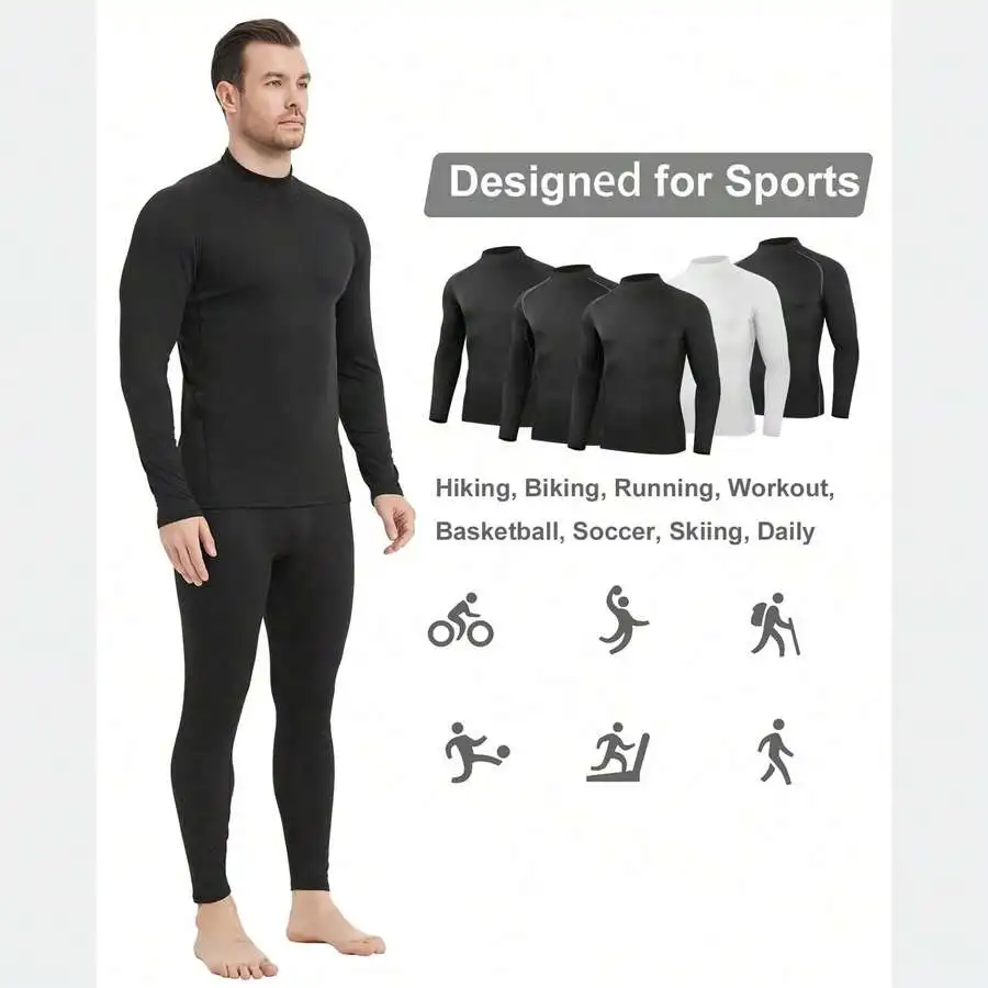 5 Pack Mens Long Sleeve Compression Base Layer Thermal Fleece Mock Neck Sports Shirt For Hiking Biking Running Gym
5 Pack Mens Long Sleeve Compression Base Layer Thermal Fleece Mock Neck Sports Shirt For Hiking Biking Running Gym
