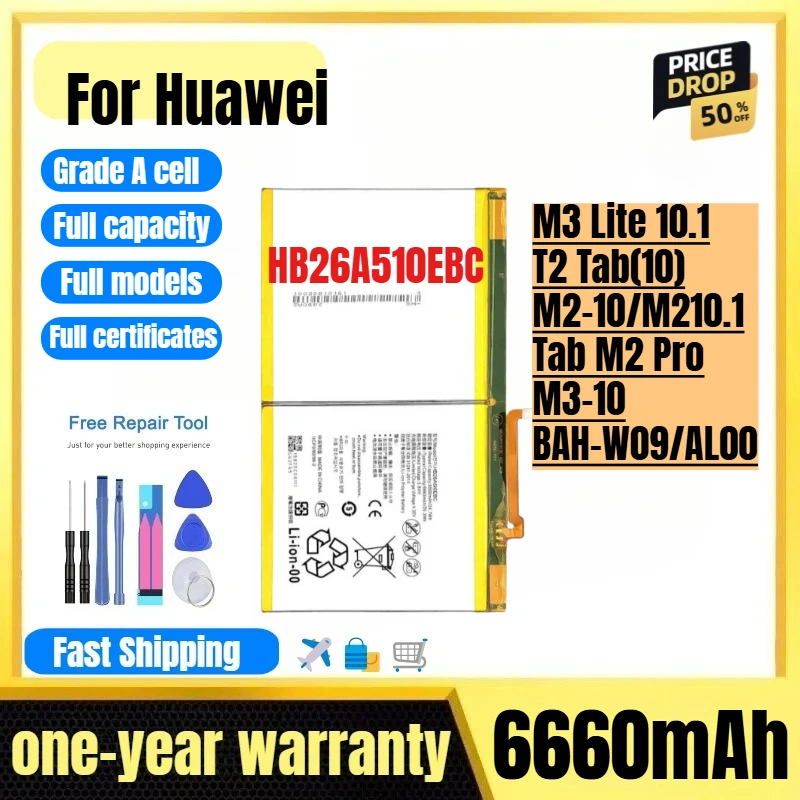 HB26A510EBC for Huawei M3 Lite 10.1/T2 Tab(10)/M2-10/M210.1/Tab M2 Pro/M3-10/BAH-W09/AL00 Tablet Battery Replacement Bateria
HB26A510EBC for Huawei M3 Lite 10.1/T2 Tab(10)/M2-10/M210.1/Tab M2 Pro/M3-10/BAH-W09/AL00 Tablet Battery Replacement Bateria