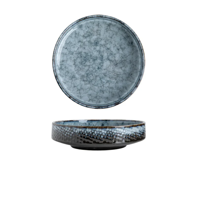 Ceramic board home hammer pattern creative frosted shallow bowl, Western tableware
Ceramic board home hammer pattern creative frosted shallow bowl, Western tableware