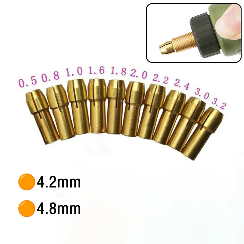 10Pcs 0.5mm~3.2mm Dremel Mini Drill Chucks Adapter Brass Electric Grinder Three-Prong Collet Chuck For Power Rotary Tool
10Pcs 0.5mm~3.2mm Dremel Mini Drill Chucks Adapter Brass Electric Grinder Three-Prong Collet Chuck For Power Rotary Tool