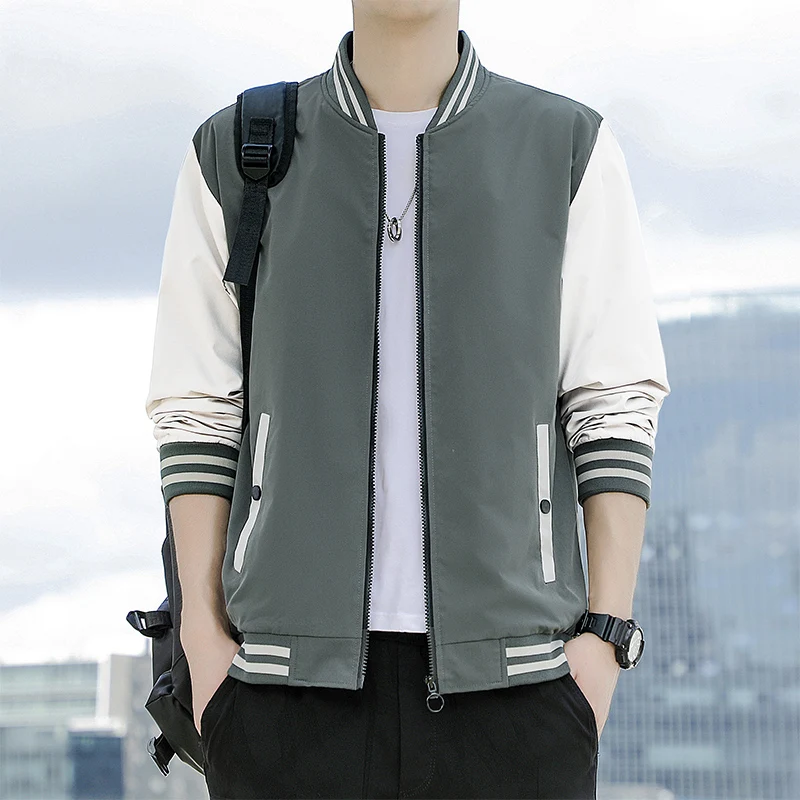 Мужская бейсбольная куртка весна-осень, легкая, с воротником-стойкой, в стиле колор-блок, приталенная, повседневная верхняя одежда из полиэстера, с длинными рукавами
Мужская бейсбольная куртка весна-осень, легкая, с воротником-стойкой, в стиле колор-блок, приталенная, повседневная верхняя одежда из полиэстера, с длинными рукавами