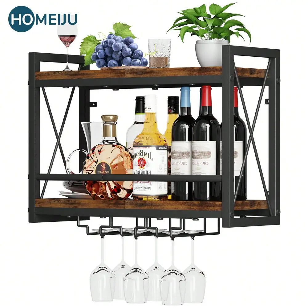 Wall Mounted Wine Rack, Bottle Glass Holder WoodMetal Retro Floating Wine Rack, Wine Bottles Display Wall Storage Shelf For Kit
Wall Mounted Wine Rack, Bottle Glass Holder WoodMetal Retro Floating Wine Rack, Wine Bottles Display Wall Storage Shelf For Kit