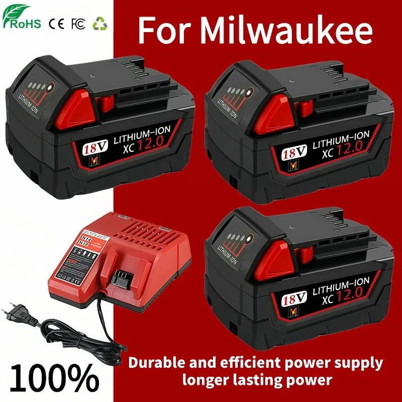 6000mAH/12000mAH For Milwaukee M18 18V Replacement For Milwaukee M18B5 XC Li-ion battery 48-11-1815 2604-20 48-11-1850 charger
6000mAH/12000mAH For Milwaukee M18 18V Replacement For Milwaukee M18B5 XC Li-ion battery 48-11-1815 2604-20 48-11-1850 charger