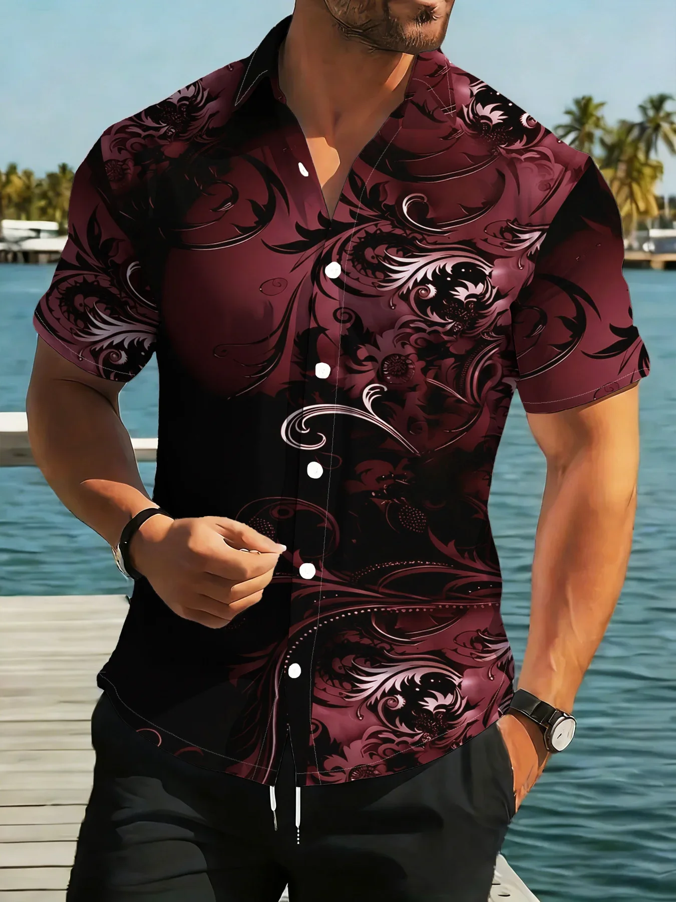 Men's High Street Casual Hawaiian Shirt Summer Man Short Sleeve Tropical Print Fashion Street Style Beach Party Tops
Men's High Street Casual Hawaiian Shirt Summer Man Short Sleeve Tropical Print Fashion Street Style Beach Party Tops