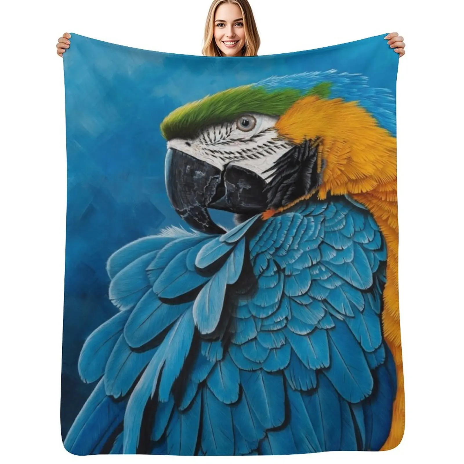 Blue and gold Macaw portrait Throw Blanket Machine Washable Soft Warm Blanket
Blue and gold Macaw portrait Throw Blanket Machine Washable Soft Warm Blanket