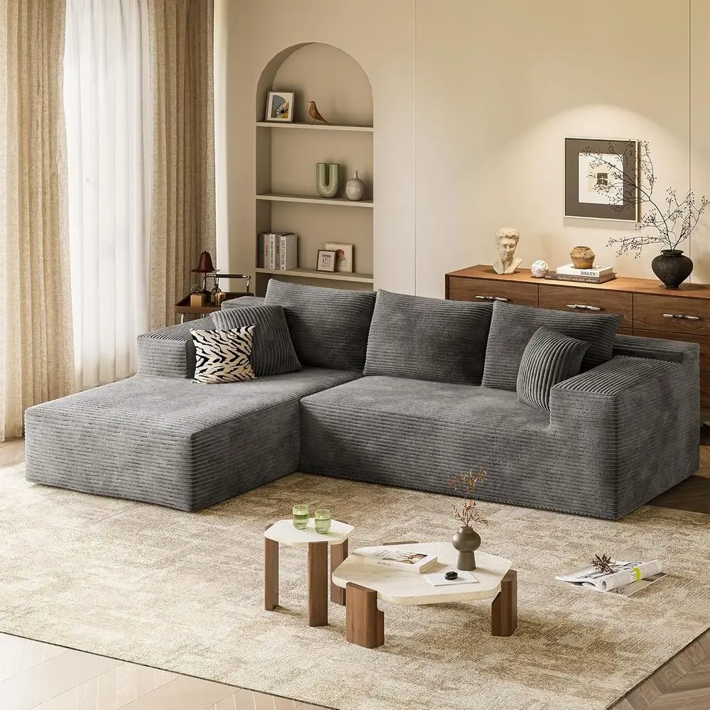 L-Shaped Cloud Sectional Sofa with Deep Seating, Comfortable Upholstered Couch for Living Room, Corduroy Grey, No Assembly Neede
L-Shaped Cloud Sectional Sofa with Deep Seating, Comfortable Upholstered Couch for Living Room, Corduroy Grey, No Assembly Neede
