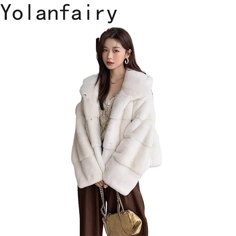 YOLANFAIRY Элитная женская шуба из 100% натурального меха, роскошная зимняя куртка из цельного меха норки, короткая бархатная норковая шуба с капюшоном для женщин
YOLANFAIRY Элитная женская шуба из 100% натурального меха, роскошная зимняя куртка из цельного меха норки, короткая бархатная норковая шуба с капюшоном для женщин