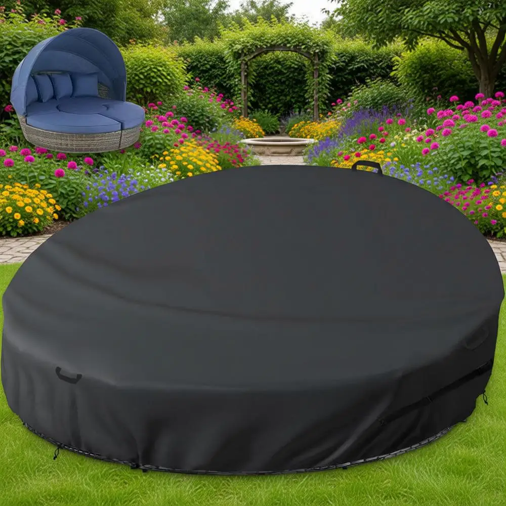 88 Inch Heavy Duty Waterproof Outdoor Daybed Cover - 600D Tough Canvas Anti-UV Patio Daybed Sofa Cover 88 Dia x 35/16 H, Black
88 Inch Heavy Duty Waterproof Outdoor Daybed Cover - 600D Tough Canvas Anti-UV Patio Daybed Sofa Cover 88 Dia x 35/16 H, Black
