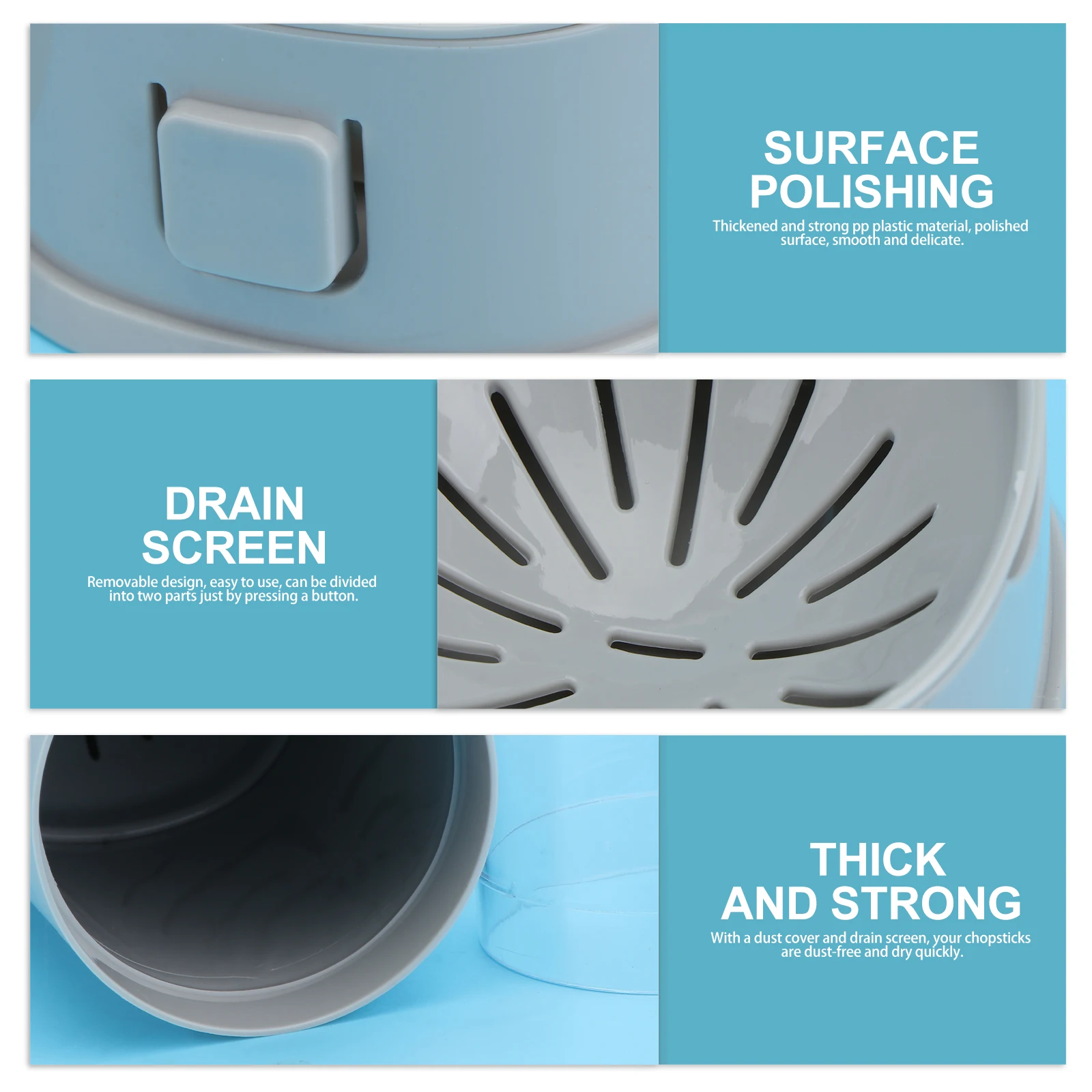 Thickened PP Plastic Dustproof Chopstick Tube Holder Detachable Press Button Design with Drain Sieve Lid Storage for Chopsticks
Thickened PP Plastic Dustproof Chopstick Tube Holder Detachable Press Button Design with Drain Sieve Lid Storage for Chopsticks
