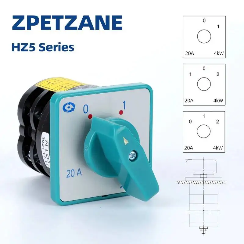 20A Forward And Reverse Transfer Rotary Cam Switch HZ5-20/4 L01 M04 M07 Combination Changeover Silver Contact
20A Forward And Reverse Transfer Rotary Cam Switch HZ5-20/4 L01 M04 M07 Combination Changeover Silver Contact