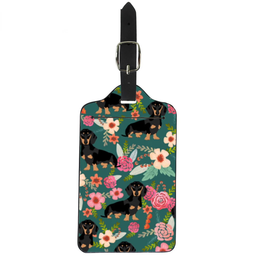 3D Dachshunds Floral Pattern Suitcase Luggage Tags Identifier Label ID Address Holder PU Leather Travel Accessories
3D Dachshunds Floral Pattern Suitcase Luggage Tags Identifier Label ID Address Holder PU Leather Travel Accessories