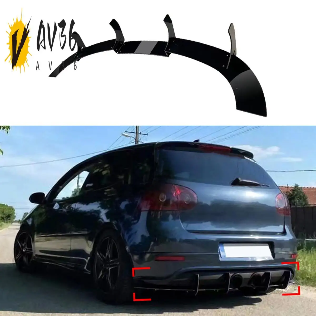 AV36-For VW Golf MK5 R32 Rear Bumper Cover Trim For SHARK Fin Spoiler Lip Diffuser Lip Protector Splitter Body Kit Accessories 
AV36-For VW Golf MK5 R32 Rear Bumper Cover Trim For SHARK Fin Spoiler Lip Diffuser Lip Protector Splitter Body Kit Accessories