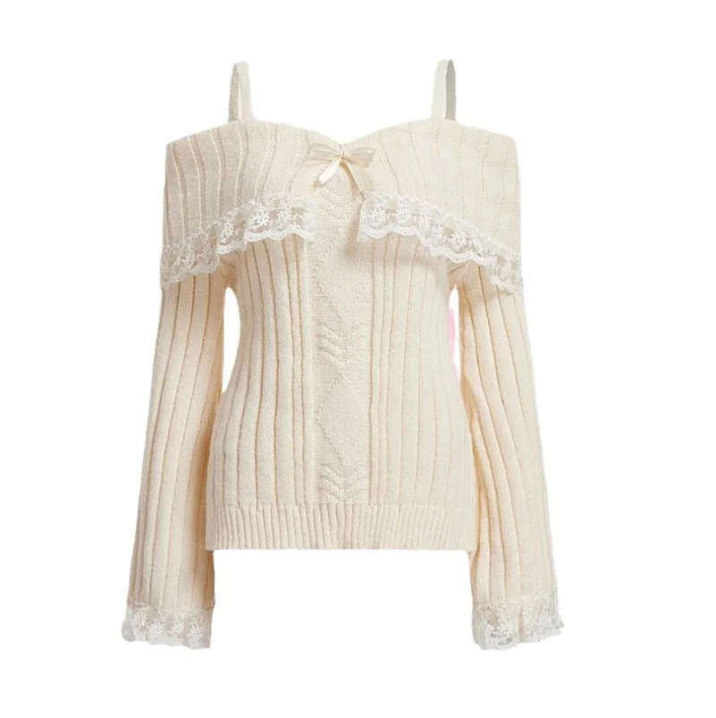 Женские свитера с открытыми плечами, трикотажные пуловеры с длинными рукавами и кружевной отделкой, джемперы с бантом спереди, топы, осенне-зимняя одежда Y2K w54
Женские свитера с открытыми плечами, трикотажные пуловеры с длинными рукавами и кружевной отделкой, джемперы с бантом спереди, топы, осенне-зимняя одежда Y2K w54