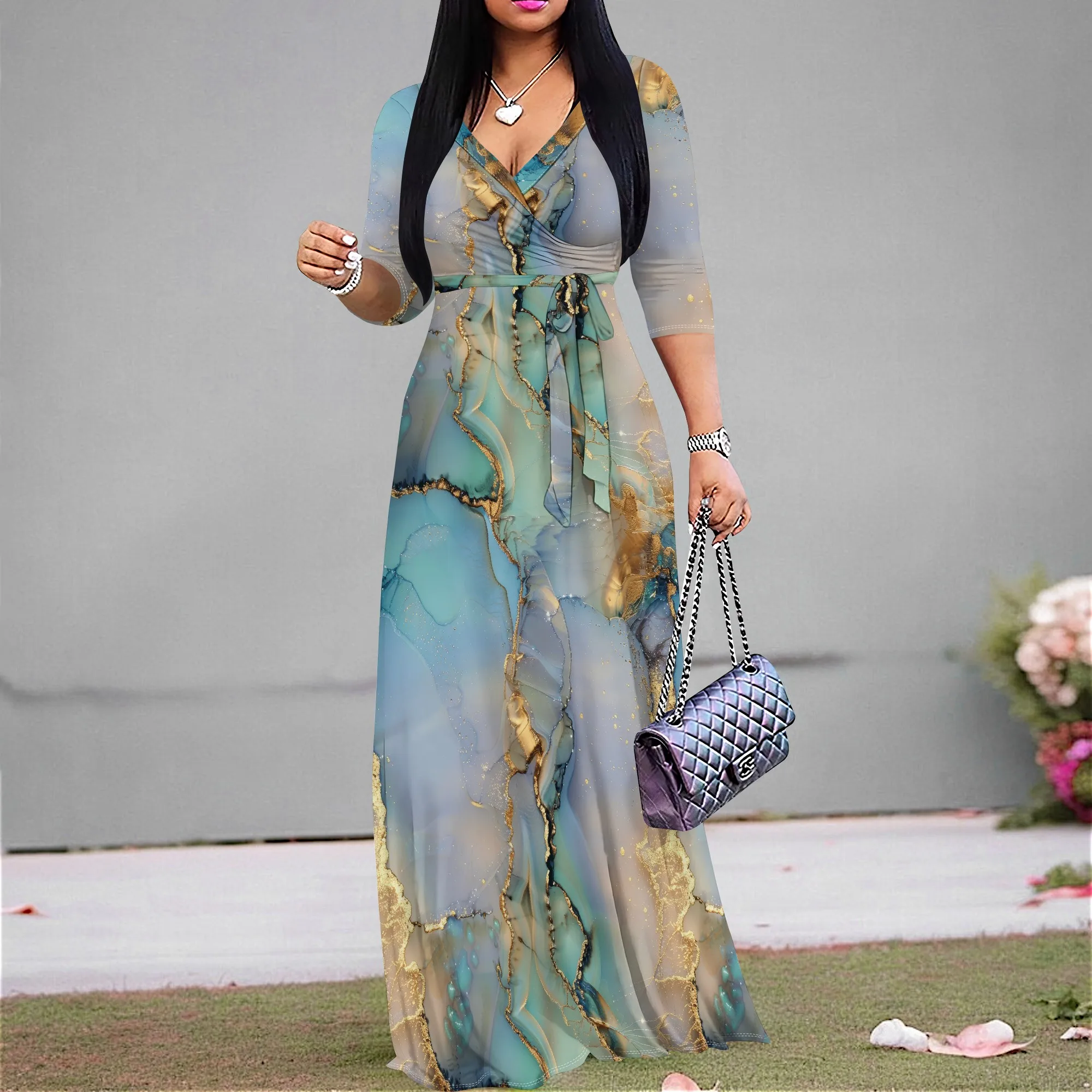 Elegant Blue Ink Marble Print Wrap Dress 2025 New Long Maxi Dress for Women S-XXL
Elegant Blue Ink Marble Print Wrap Dress 2025 New Long Maxi Dress for Women S-XXL