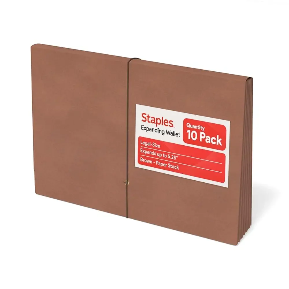 Папка-гармошка Staples Expanding Wallet, формат Legal, коричневая, с эластичной застежкой, для документов большого размера – 10 шт. в упаковке
Папка-гармошка Staples Expanding Wallet, формат Legal, коричневая, с эластичной застежкой, для документов большого размера – 10 шт. в упаковке
