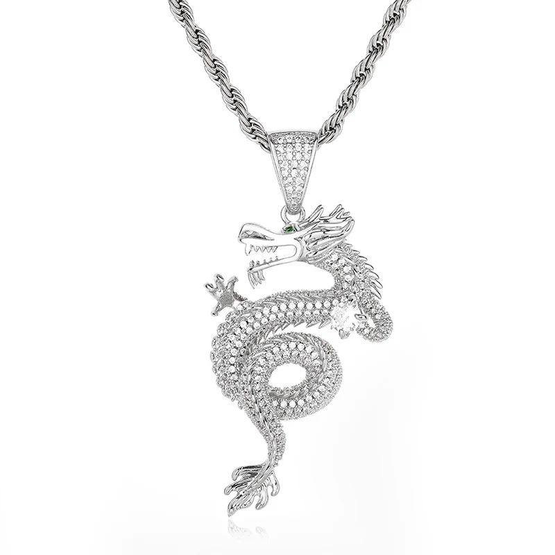 Hip Hop 3A+ CZ Stone Paved Bling Iced Out Green Eyes Dragon Shenlong Pendants Necklace for Men Rapper Jewelry Gold Silver Color
Hip Hop 3A+ CZ Stone Paved Bling Iced Out Green Eyes Dragon Shenlong Pendants Necklace for Men Rapper Jewelry Gold Silver Color