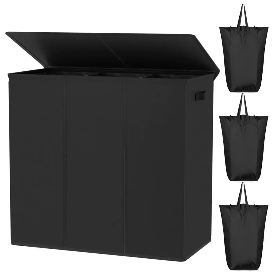 180L Laundry Hamper with Lid 3 Section,Large Laundry Basket with Removable Bags and Handles,Collapsible Dirty Clothes Hampers fo
180L Laundry Hamper with Lid 3 Section,Large Laundry Basket with Removable Bags and Handles,Collapsible Dirty Clothes Hampers fo