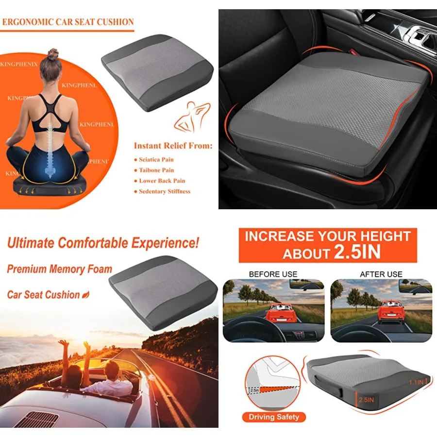 Car Seat Cushion, Comfort Memory Foam Car Cushions for Driving - Sciatica Lower Back Pain Relief, Driver Seat Pillow for Auto,
Car Seat Cushion, Comfort Memory Foam Car Cushions for Driving - Sciatica Lower Back Pain Relief, Driver Seat Pillow for Auto,