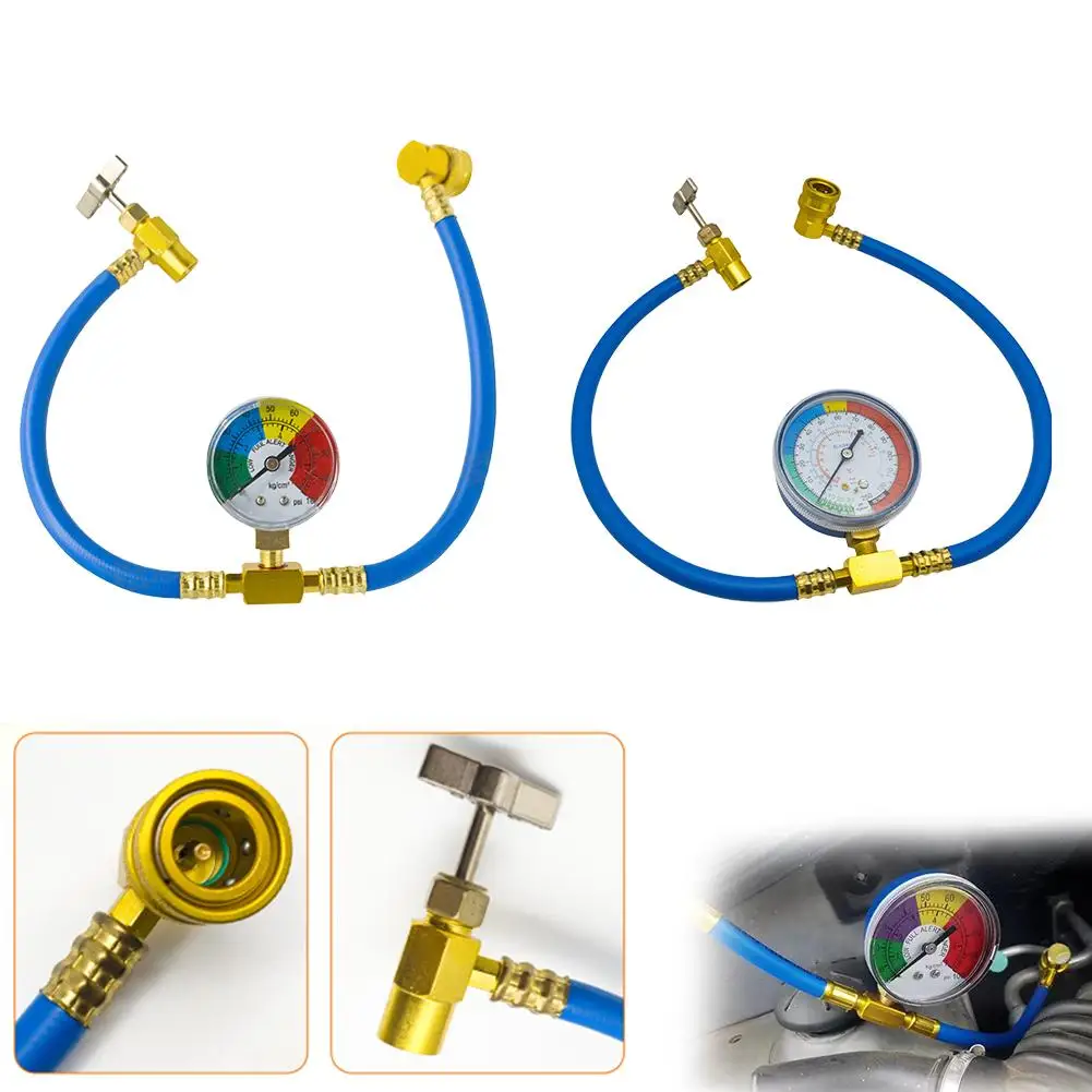 R134aR12 Automotive AC Refrigerant Charge Hose Set With Pressure Gauge M14 1/2acme A/C Recharge Measuring U-Hose Removable
R134aR12 Automotive AC Refrigerant Charge Hose Set With Pressure Gauge M14 1/2acme A/C Recharge Measuring U-Hose Removable