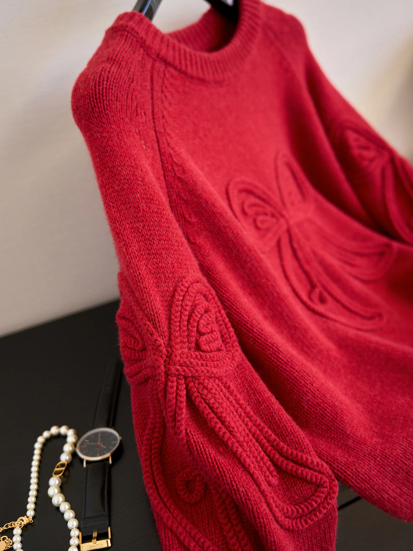 Cisas Red Knitted Sweater with Knot Embroidered Twist Flower 90 Wool 0 Camere Soft Warm Long Sve Women's Top
Cisas Red Knitted Sweater with Knot Embroidered Twist Flower 90 Wool 0 Camere Soft Warm Long Sve Women's Top