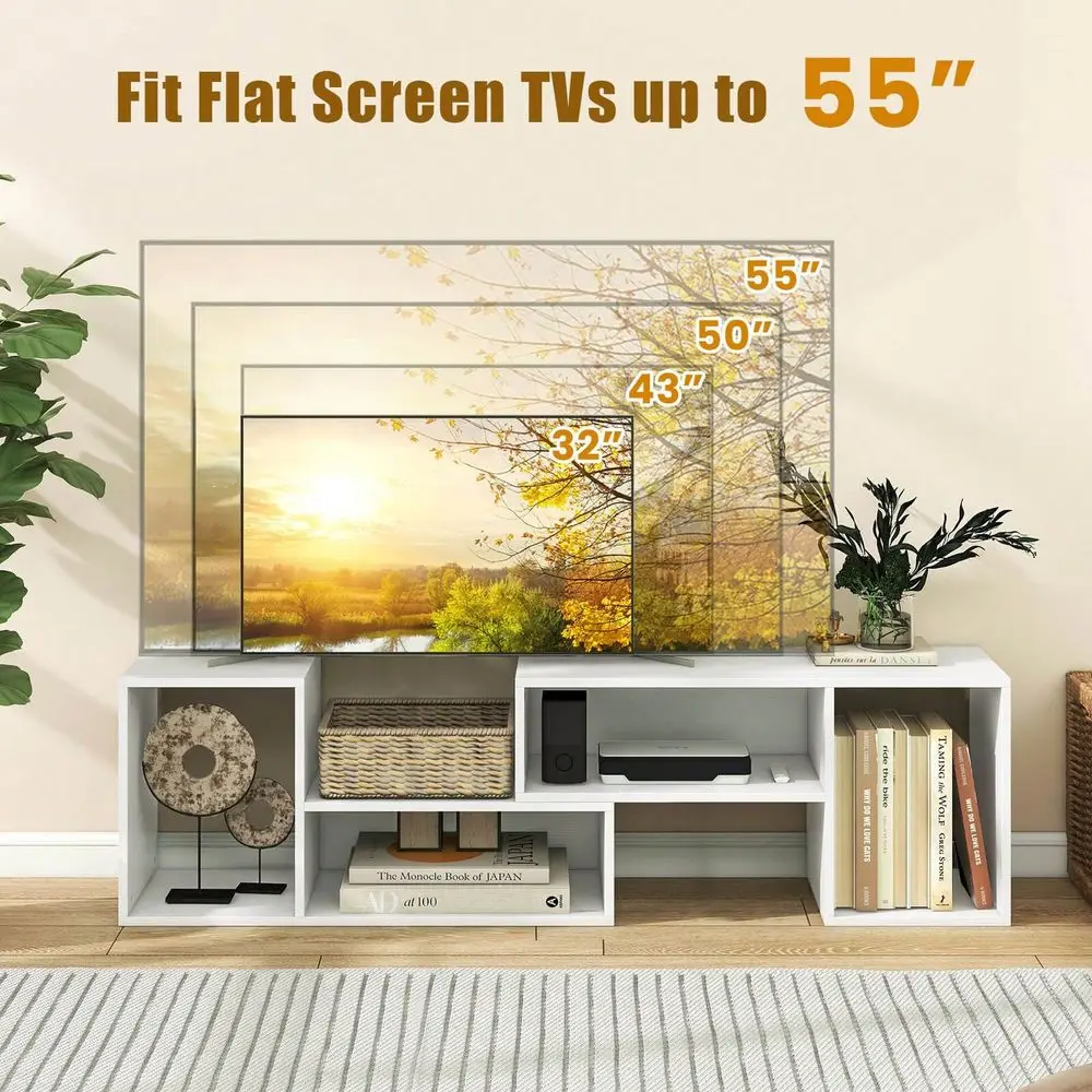 2 PCS Adjustable TV Stands With Storage Cubes For TVs To 55 Inches Cabinets
2 PCS Adjustable TV Stands With Storage Cubes For TVs To 55 Inches Cabinets