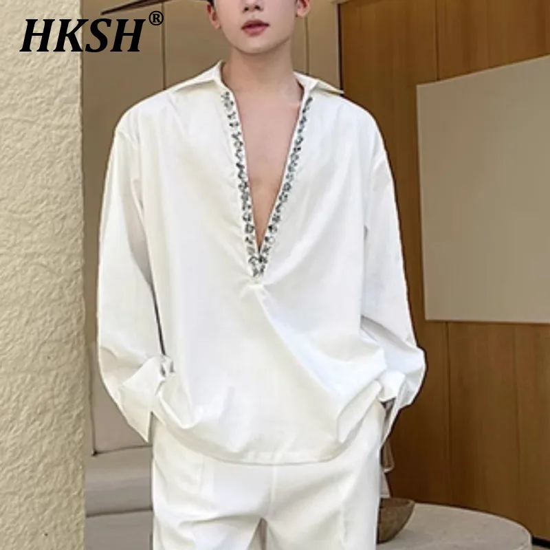 HKSH Spring Autumn New Men Tide Vintage Fashion Original Design Chic V-neck Sequined Casual Long Sleeve T-Shirt Tops Ins HK5561
HKSH Spring Autumn New Men Tide Vintage Fashion Original Design Chic V-neck Sequined Casual Long Sleeve T-Shirt Tops Ins HK5561