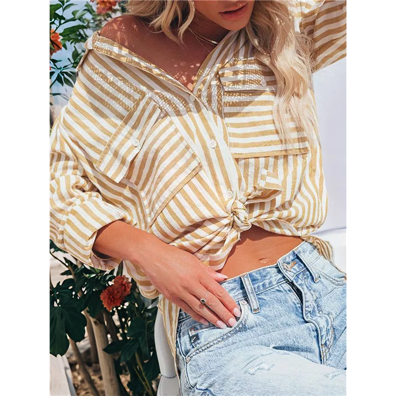 ASDS-Women's Striped Button Down Shirts Casual Long Sleeve Stylish V Neck Blouses Tops With Pockets 
ASDS-Women's Striped Button Down Shirts Casual Long Sleeve Stylish V Neck Blouses Tops With Pockets