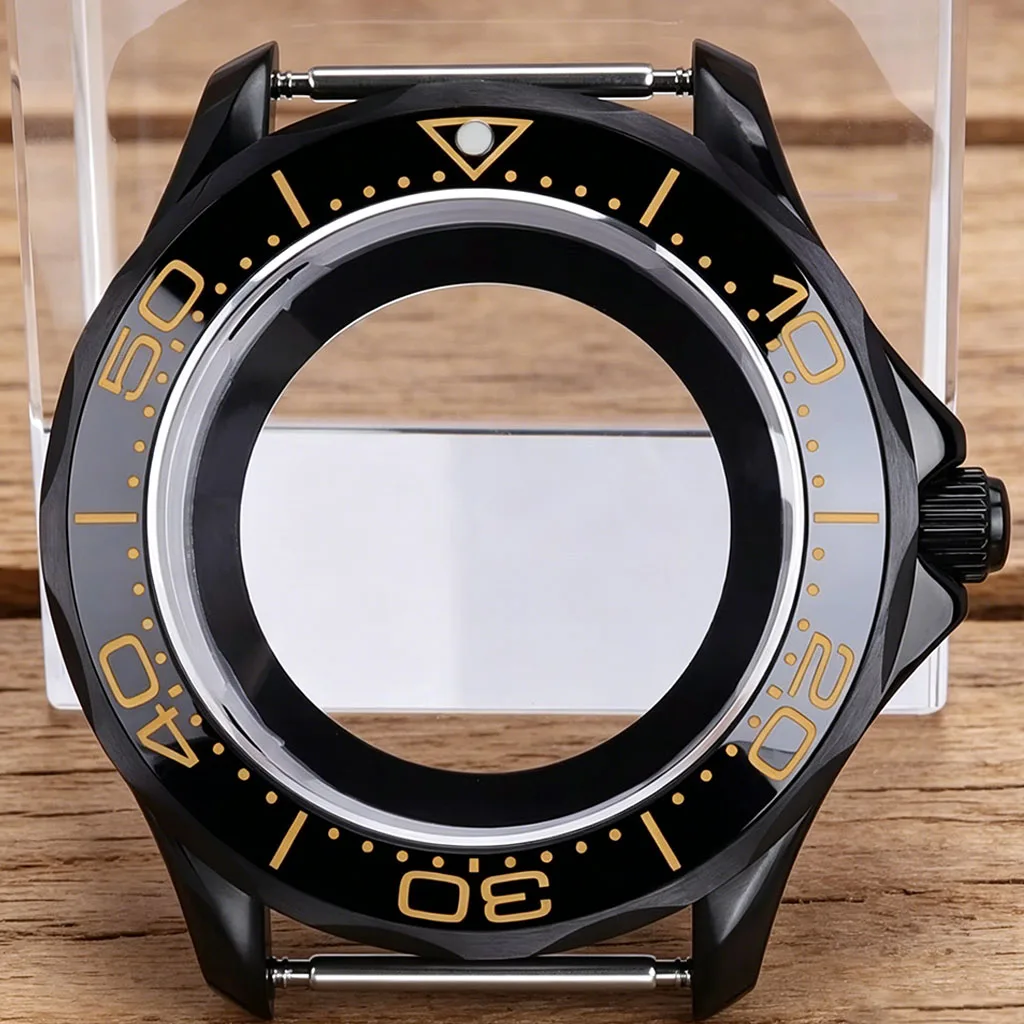 41MM PVD Black Watch Case Sapphire Glass Ceramic Bezel For Mod Seamaster 300 NH34 NH35 NH36/38 Movement Brushed 316L Steel Parts
41MM PVD Black Watch Case Sapphire Glass Ceramic Bezel For Mod Seamaster 300 NH34 NH35 NH36/38 Movement Brushed 316L Steel Parts