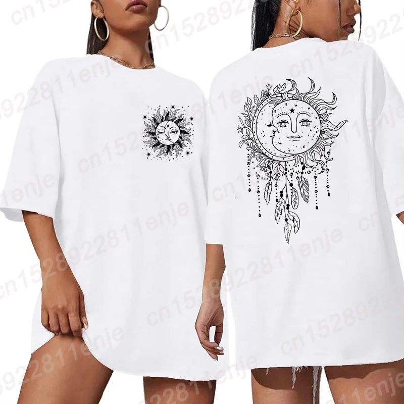 Sun And Moon Print T-shirts For Women Pure Cotton Tees Short Sleeve Casual Graphic T-shirt Ladies Tops Women Oversized T Shirt
Sun And Moon Print T-shirts For Women Pure Cotton Tees Short Sleeve Casual Graphic T-shirt Ladies Tops Women Oversized T Shirt