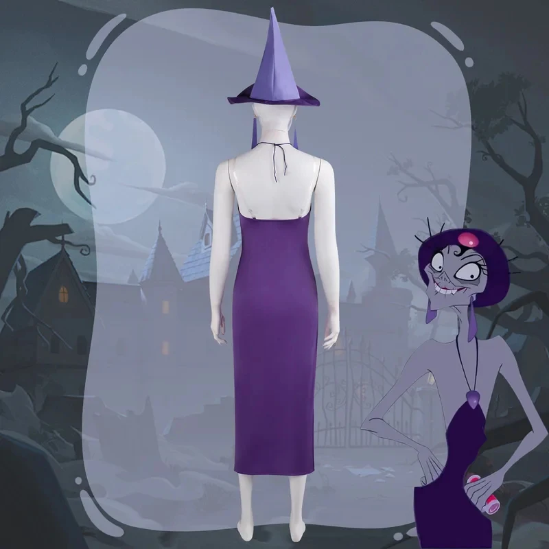 Cartoon Cosplay Costume Movie Emperor Evil Priestess Yzma Purple Sexy Dress Hat Earrings Necklace Outfit of Women Halloween
Cartoon Cosplay Costume Movie Emperor Evil Priestess Yzma Purple Sexy Dress Hat Earrings Necklace Outfit of Women Halloween