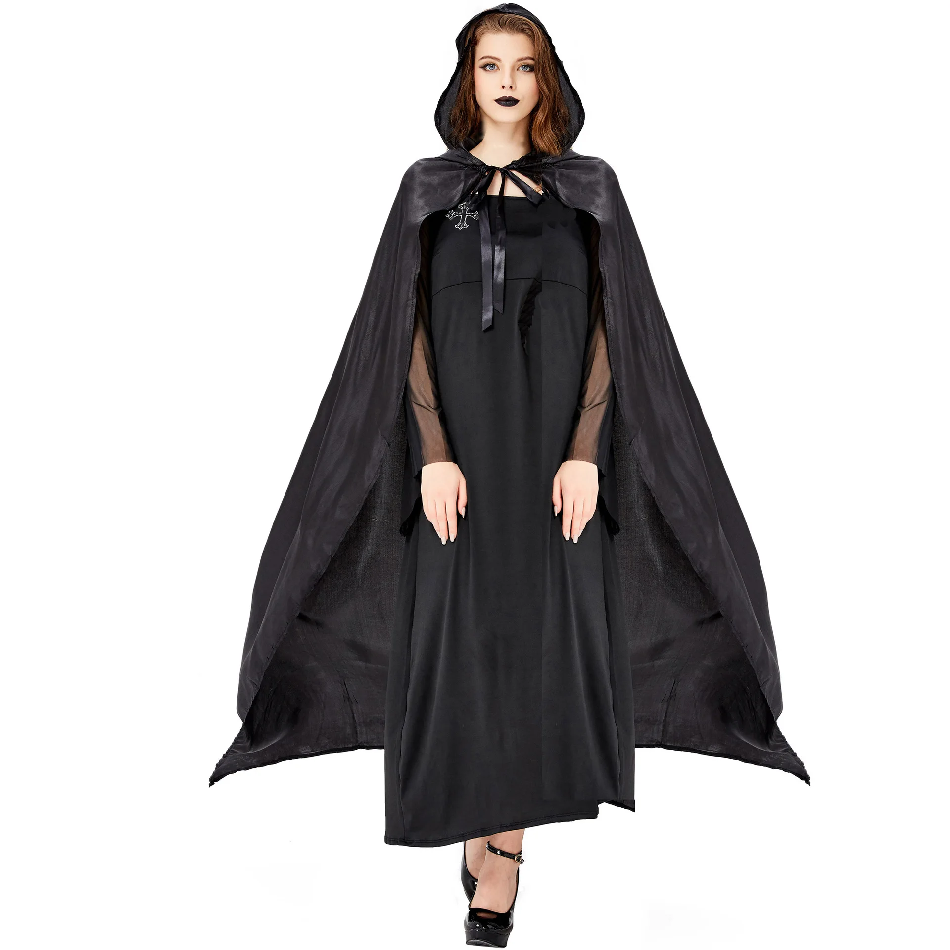 Halloween Witch Robe Long Skirt Cosplay Queen Long Coat Magician Stage Performance Clothes Women's Traditional Costume
Halloween Witch Robe Long Skirt Cosplay Queen Long Coat Magician Stage Performance Clothes Women's Traditional Costume