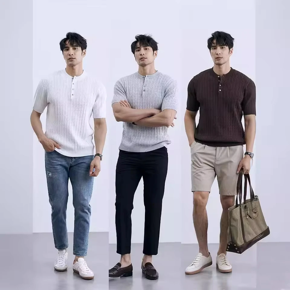 Summer Men's T-shirt Short-sleeved Knitted Sweater Elastic Korean Version Loose American Men's Clothing Men's Top
Summer Men's T-shirt Short-sleeved Knitted Sweater Elastic Korean Version Loose American Men's Clothing Men's Top