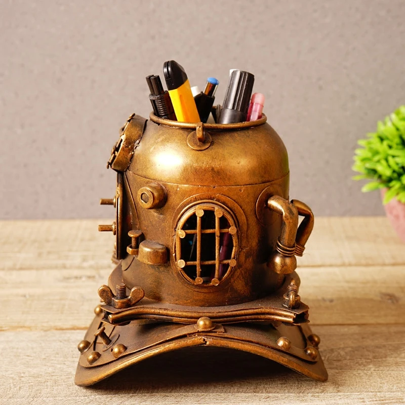 Iron Model Ornaments Retro Industrial Style Steampunk Diving Cap Pen Holder Personality Creative Art Decorative Ornaments
Iron Model Ornaments Retro Industrial Style Steampunk Diving Cap Pen Holder Personality Creative Art Decorative Ornaments