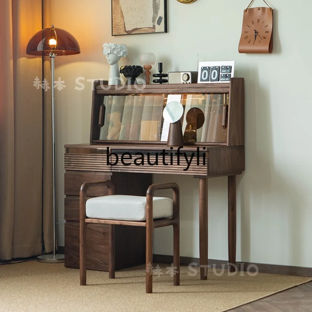 A50 North American black walnut dresser bedroom with lamp solid wood makeup table glass door
A50 North American black walnut dresser bedroom with lamp solid wood makeup table glass door