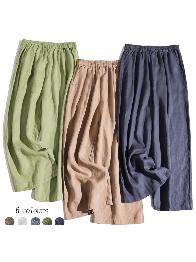 Spring Summer 2026 Women's Casual Pure Linen Wide Leg Pants Elastic Waist Chinese Style Comfortable Breathable Skin-friendly
Spring Summer 2026 Women's Casual Pure Linen Wide Leg Pants Elastic Waist Chinese Style Comfortable Breathable Skin-friendly