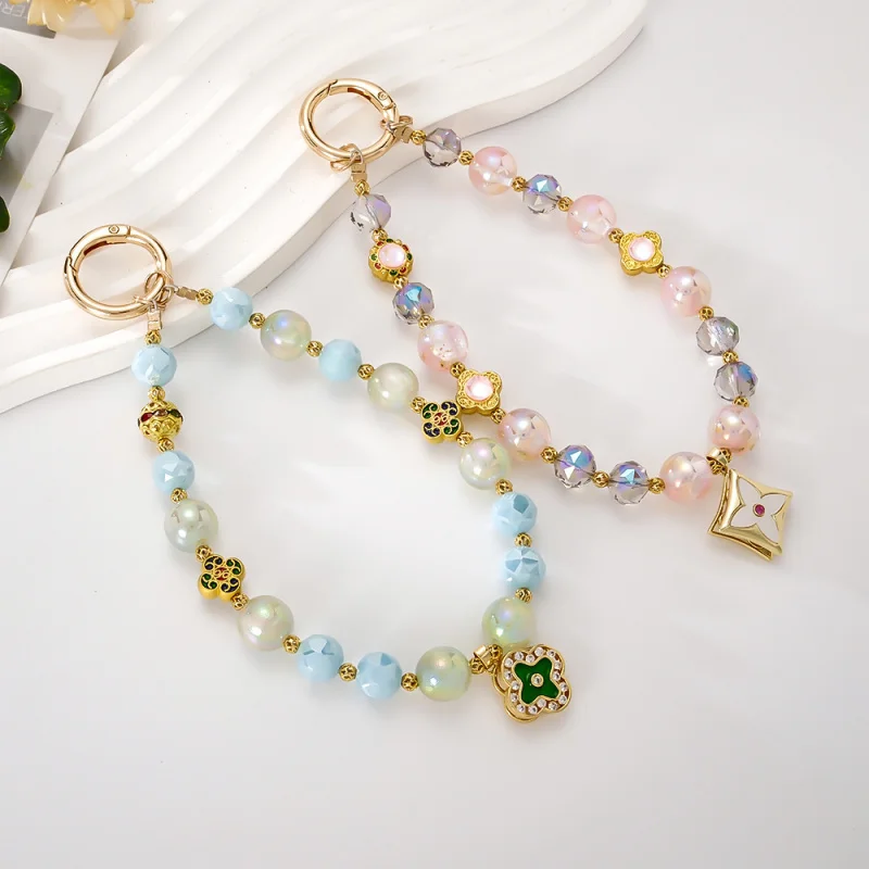 New lucky bring style rotatable alloy four-leaf clover pendant phone charm, creative vintage classical faceted beaded bag charm
New lucky bring style rotatable alloy four-leaf clover pendant phone charm, creative vintage classical faceted beaded bag charm