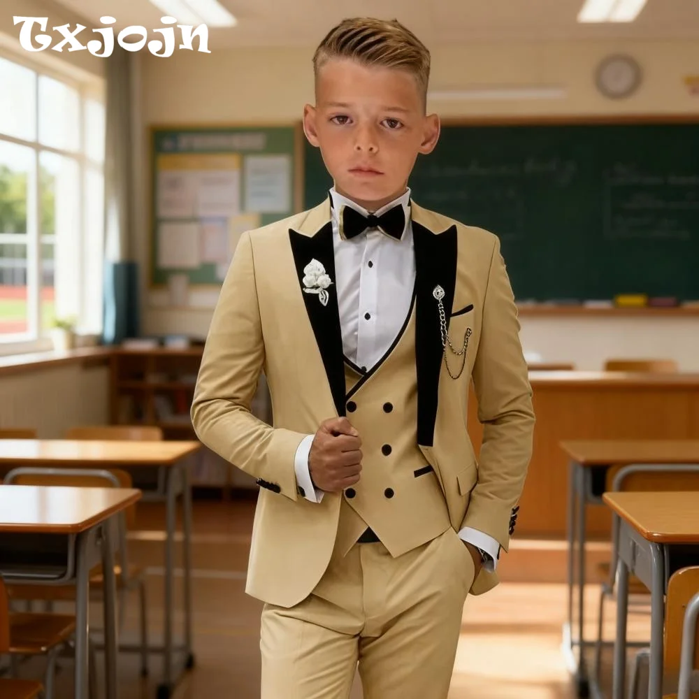 Hot Sale Champagne Boys Slim Fit Suits 4 Pieces Banquet Party Wear Stylish Velvet Collar Kids Suit Set 3-14T Party Tuxedo
Hot Sale Champagne Boys Slim Fit Suits 4 Pieces Banquet Party Wear Stylish Velvet Collar Kids Suit Set 3-14T Party Tuxedo