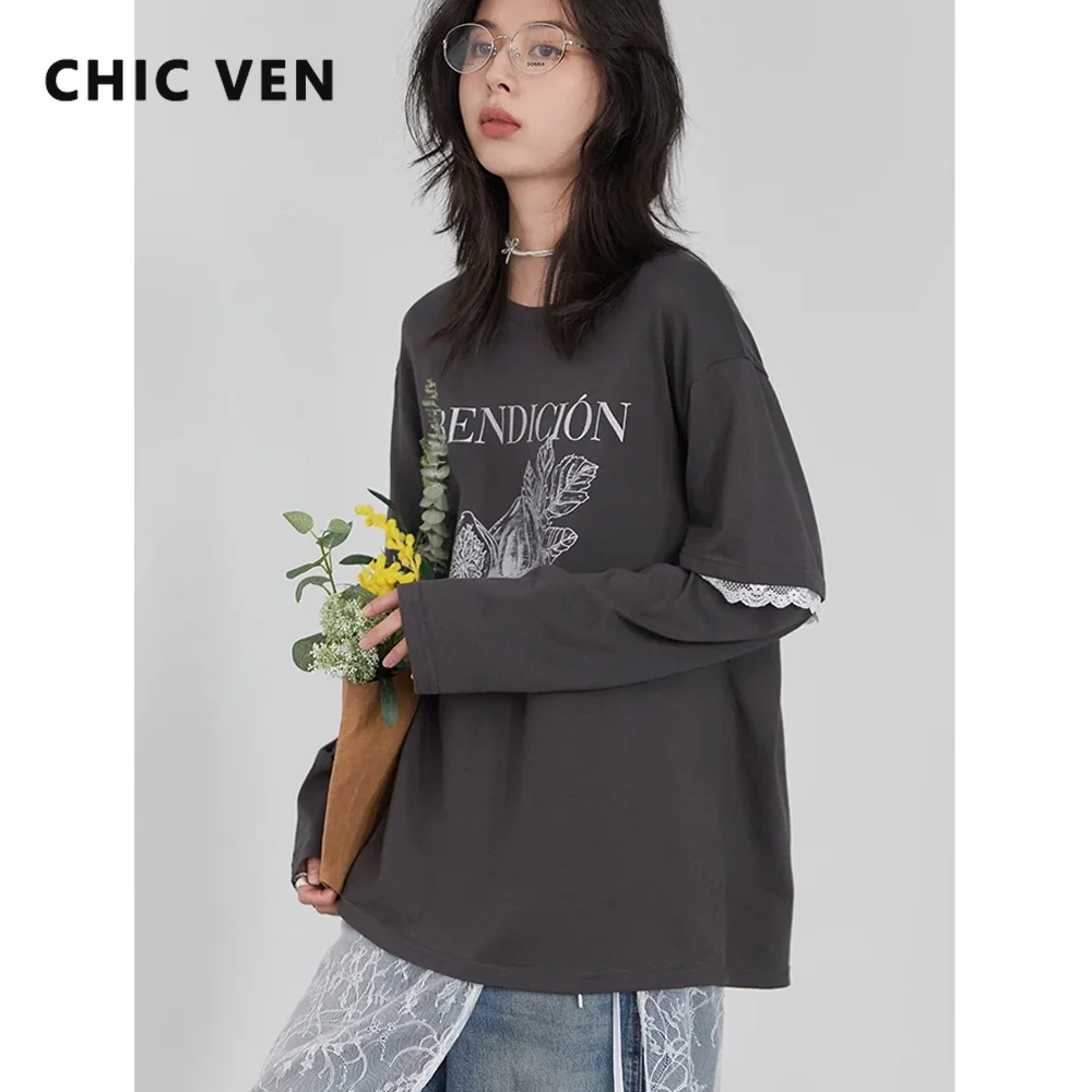 Модные корейские женские футболки CHIC VEN с круглым вырезом, хлопковые, свободные, повседневные, с кружевными вставками и надписями, топы с длинным рукавом для девушек, весна-лето 2026
Модные корейские женские футболки CHIC VEN с круглым вырезом, хлопковые, свободные, повседневные, с кружевными вставками и надписями, топы с длинным рукавом для девушек, весна-лето 2026