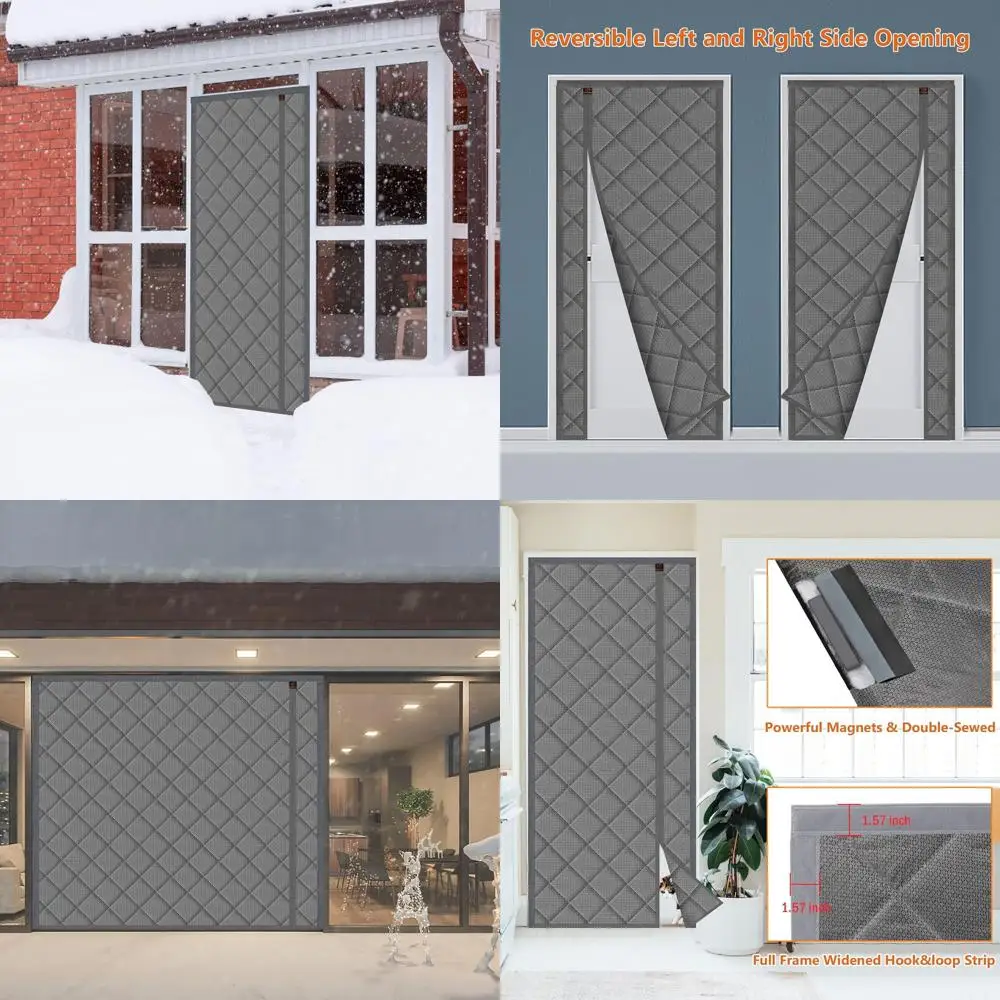 Gray 72 x 80 Magnetic Insulated Door Curtain, Waterproof, Polyester-Filled, Weatherproof, Noise-Reducing, Side Opening
Gray 72 x 80 Magnetic Insulated Door Curtain, Waterproof, Polyester-Filled, Weatherproof, Noise-Reducing, Side Opening