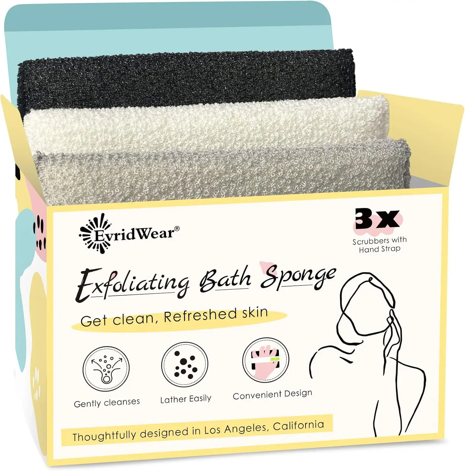 3 Pack Exfoliating Bath Sponges for Men Women Shower Body Scrubber with Elastic Strap
3 Pack Exfoliating Bath Sponges for Men Women Shower Body Scrubber with Elastic Strap