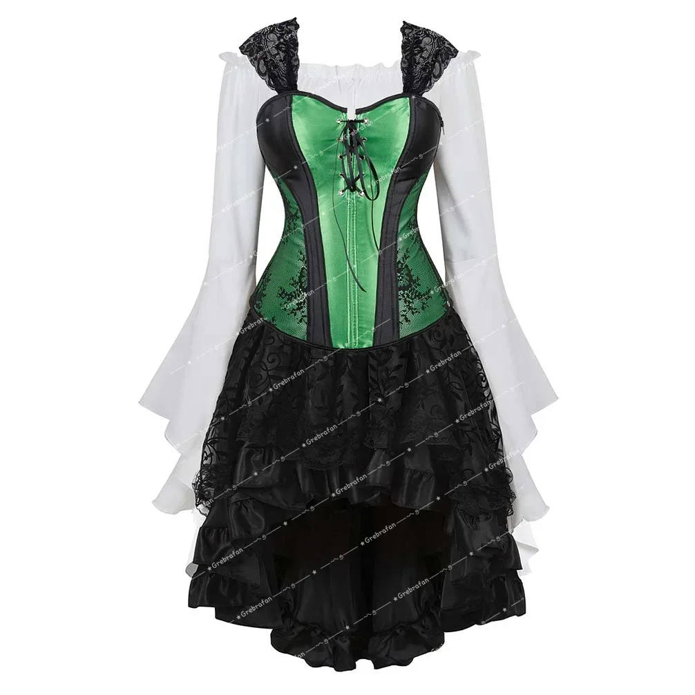 Womens Corset Skirt Outfits Vintage Bustier with Straps Lace Basque Gothic Corsage 3 Pieces Set Wedding Party Costumes Plus Size
Womens Corset Skirt Outfits Vintage Bustier with Straps Lace Basque Gothic Corsage 3 Pieces Set Wedding Party Costumes Plus Size